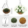 Artificial Hanging Geraniums Flowers 2-Pack, UV Resistant Outdoor Hanging Plants with Brown Baskets,Fake Flowers for Porch Patio Garden Decor - 2 of 4