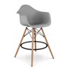 HomeRoots 28" Gray And Brown Heavy Duty Plastic And Solid Wood Low Back Counter Height Bar Chair - 4 of 4