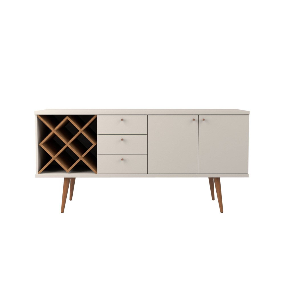 Manhattan Comfort 1010452 Utopia Sideboard Buffet Stand, Off Off White and Maple Cream