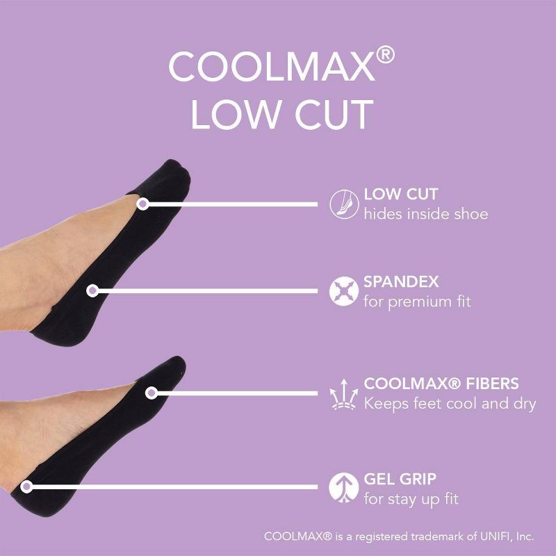 Peds Women's 2pk Extended Size Coolmax Liner Socks - 10-12, 5 of 7