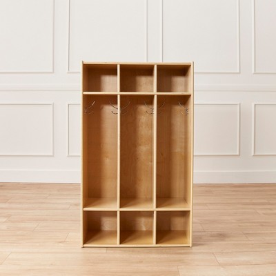Natural Birch 48" 3-Section Coat Locker with Cubbies