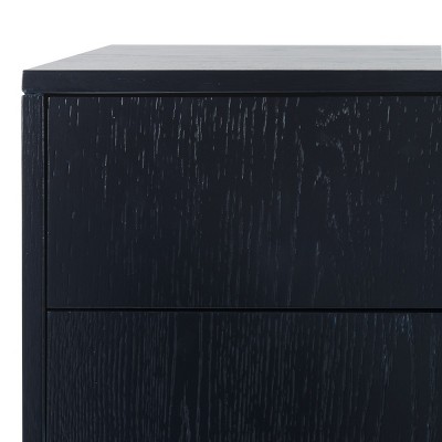 Navy Brushed Finish 3-Drawer Nightstand with Nickel Accents
