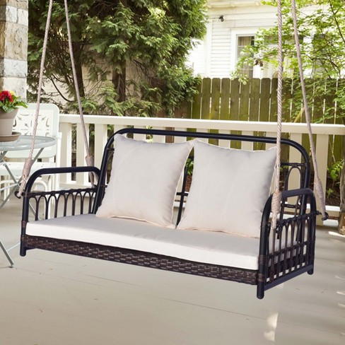 Wicker loveseat 2025 porch swing