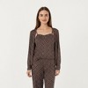 Anna-Kaci Lounge Women's 3-Piece Set Long Sleeve Padded Button Top, Camisole, and Relaxed Fit Pants Pajama Set with Soft Knit Fabric - 2 of 4