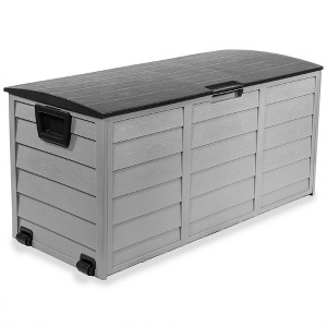 Barton 63 Gallons Patio Storage Box Container Pools Deck Box Build-in Wheel, Gray - 1 of 4
