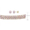 EVERLY JEWELRY | Yellow Plated Sterling Silver 6-8mm Pink Cultured Freshwater Pearl Bead Double Row Strand Necklace Bracelet & Stud Earrings 3-pcs Set - 2 of 4