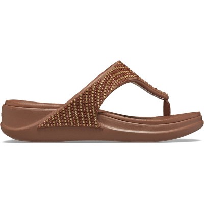 Crocs Women's Boca Bling Wedge Flip Flops, W8, Bronze : Target