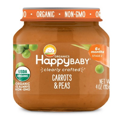 HappyBaby Clearly Crafted Carrots & Peas Baby Meals Jar - 4oz