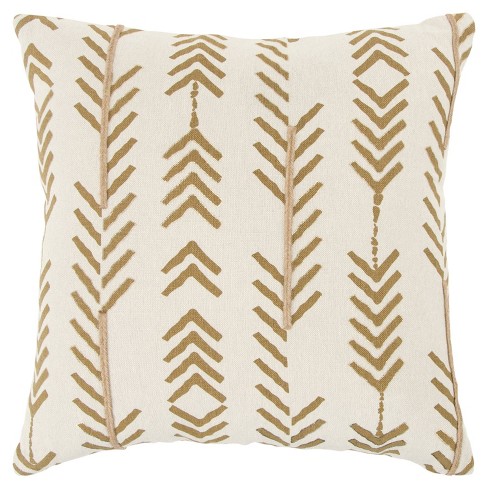 Las Cruces Gold Studded Cross Tan & Turquoise Throw Pillow