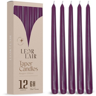 Leor & Lair Taper Candles - 12 Pack - 10" Tall Candlesticks for Dinner, Home Decor, Holiday, Wedding