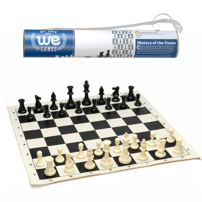 WE Games Roll-up Travel Chess Set in Carry Tube with Shoulder Strap