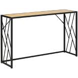 HOMCOM 47.25" Console Table, Industrial Sofa Table with Metal Frame for Living Room, or Hallway, Natural/Black