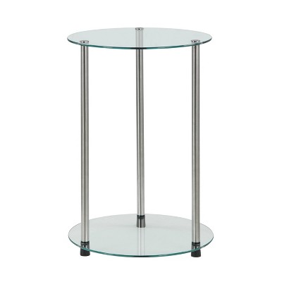 Classic Glass 2 Tier Round End Table Clear Glass - Breighton Home