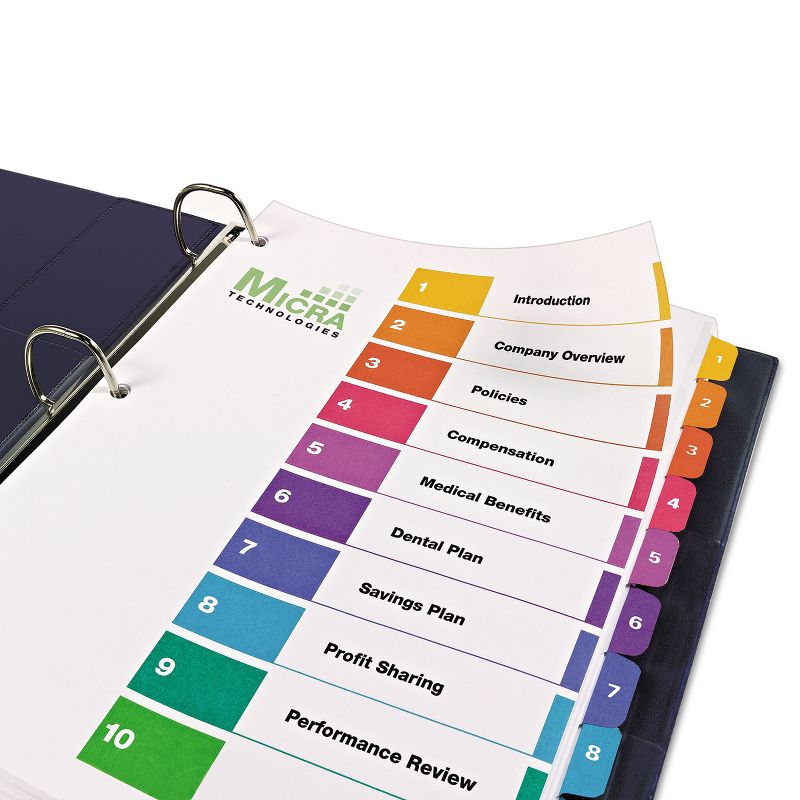 Avery Ready Index Customizable Table of Contents Asst Dividers 10-Tab Ltr 6 Sets 11188, 2 of 10