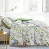 Queen Size Duvet Cover Set, Green Floral Print, 3pc Microfiber Bedding with Zip Ties - Modern Farmhouse Style - 4 of 4