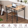Dining Table Set for Small Spaces, 3 Pcs Space Saving Kitchen Table with 2 Chairs, Wooden Dinner Table Chair Set with Metal Frame, Bistro Table Set - 3 of 4