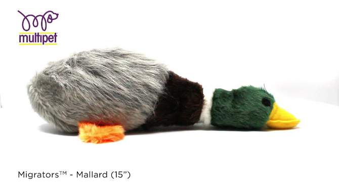 Multipet Migrator Stuffed Mallard Dog Toy - Brown - 16&#34;, 2 of 8, play video