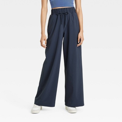 Women's Woven High-Rise Seersucker Wide Leg Pants - All In Motion™