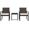vidaXL 3 piece Patio Dining Set with Cushions Brown PP Rattan - 3 of 4