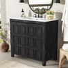 FAMYYT 36 in. Single Sink Freestanding Black Bath Vanity with White Resin Top, Adjustable Shelves, Soft Close Doors - 2 of 4