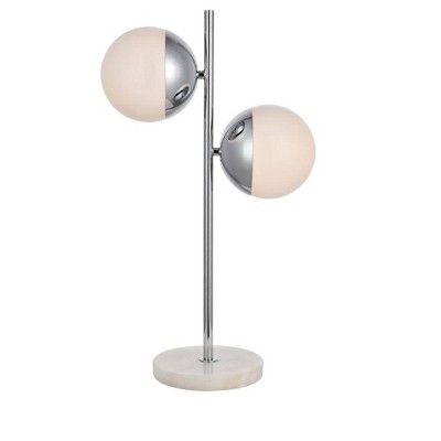 Elegant Lighting Eclipse 2 Lights Chrome Table Lamp With Frosted White Glass