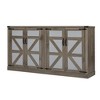 65" Slate Gray Faux Rattan Sideboard with Barn Doors, 4-Door Storage Cabinet with Adjustable Shelves for Living Room, Bedroom - 3 of 4