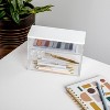 Martha Stewart 3pc Plastic Storage Organizer Bins with White Engineered Wood Lid Clear: Office Desk Drawer Organizers - 4 of 4
