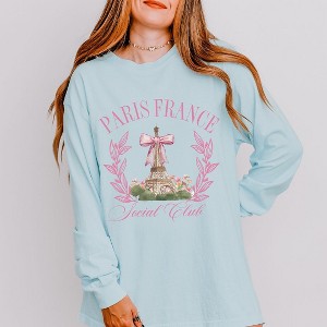 Simply Sage Market Women's Coquette Paris Social Club Long Sleeve Garment Dyed Tee - 1 of 3
