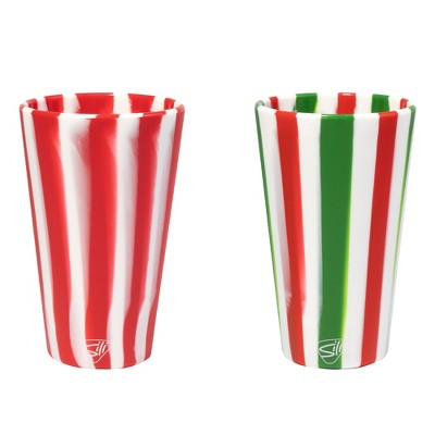 Silipint: Silicone 16 Oz Pint Glass Set, 2 Pack Peppermint & Poinsettia ...