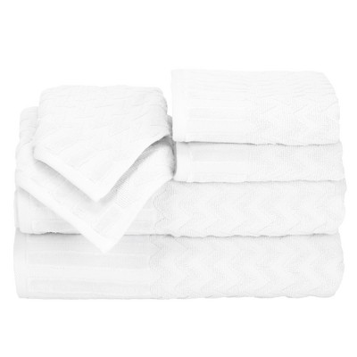 6pc Chevron Bath Towel and Washcloth Set White - Yorkshire Home