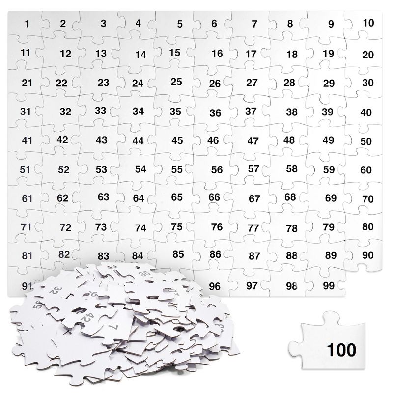 Juvale 100 Piece DIY Make Your Own Puzzle Kit, Large Blank Puzzles to Draw on, Giant Puzzle Pieces for Crafts (27 x 36 In), 1 of 8