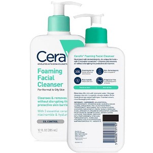 CeraVe Foaming Facial Cleanser Normal to Oily Skin, 12 oz - 1 of 3