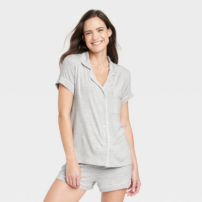 Women's Beautifully Soft Long Sleeve Notch Collar Top and Pants Pajama Set  - Stars Above™ Heathered Gray L