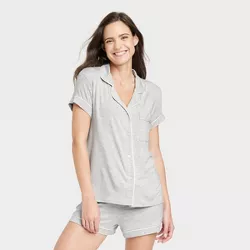 Women's Beautifully Soft Notch Collar Pajama Set - Stars Above™ Gray XS