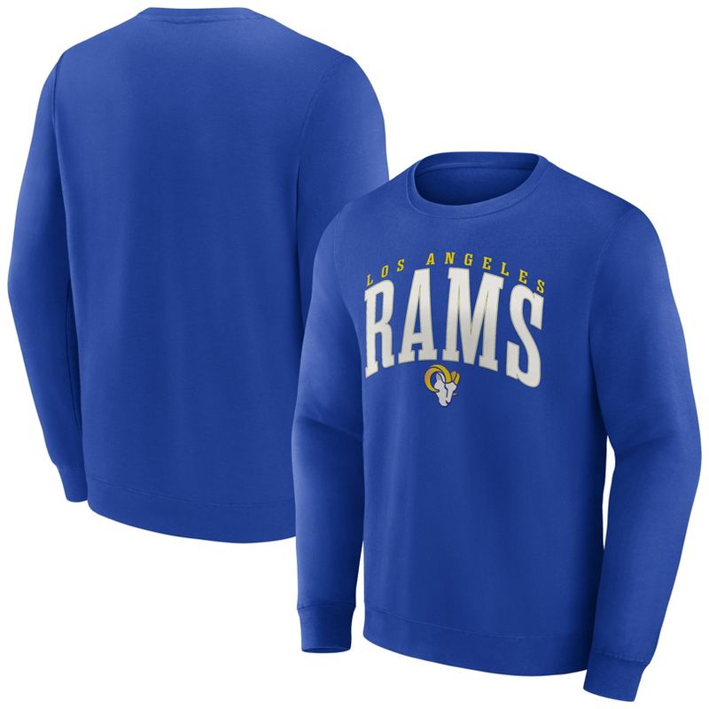 NFL Los Angeles Rams Men&#39;s Varsity Letter Long Sleeve Crew Fleece Sweatshirt, 1 of 4