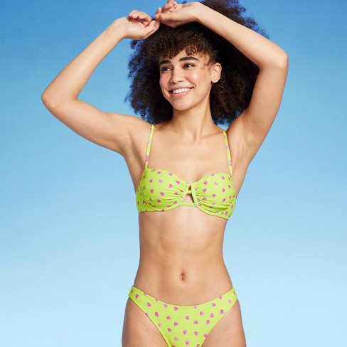 Women's Underwire Bikini Top - Wild Fable™ Green Strawberry Print XXS