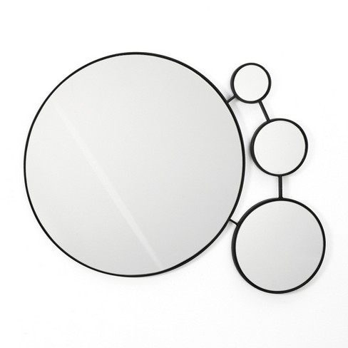 Luxenhome Circles Black Metal Frame Round Wall Mirror : Target