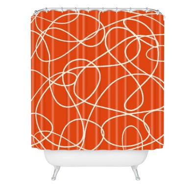 Scribble up Shower Curtain Red - Deny Designs