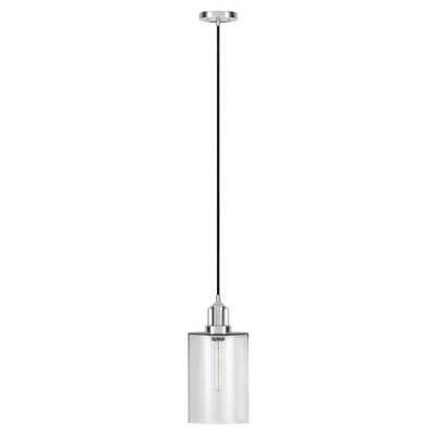 Nora 7.87" Polished Nickel and Seeded Glass Pendant