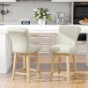 Dyonery Solid Wood Swivel Counter Upholstered Bar Stool 26.8" Height Set of 2 Barstools with Back & Arms for Kitchen Island,Home Bar - 3 of 4