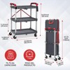 Utility Cart Rolling, 3-Tier Foldable Service Cart w/Lockable Wheels & 168LBS Capacity, Collapsible Trolley for Home Office Garage Warehouse - 2 of 4