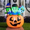 Joyfy 5 FT Tall Halloween Inflatables Outdoor Decorations, Inflatable Witch and Zombie on Pumpkin with LEDs for Halloween Party Yard Lawn Garden Decor - 4 of 4