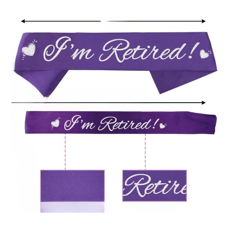 DoraDreamDeko Retirement Party Decorations Set - Glitter Sash + Purple Rhinestone Tiara Crown - Purple, 5 of 6