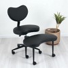 Modern Dining Chair, Home Office Ergonomic Cross Legged Chair with Wheels, Adjustable ADHD Desk Chair with Footstool & Lumbar Support - 2 of 4