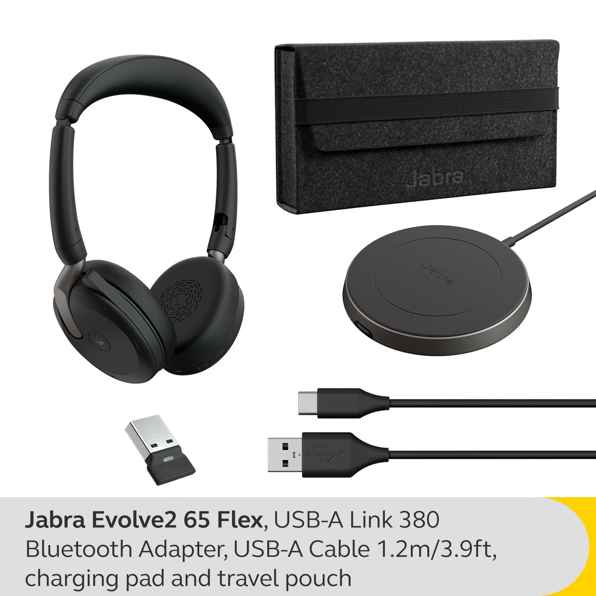 Jabra Evolve2 65 Flex - USB-A UC Stereo (Wireless Charging) Wireless Headset / Music Headphones - thumbnail 8