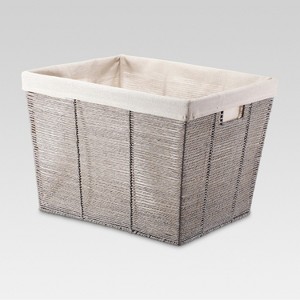 Rectangular Twisted Paper Rope Laundry Basket Gray - Threshold