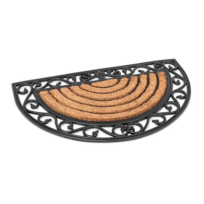 Birdrock Home Welcome Coir Doormat with Scroll Border - 18 x 30