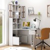 Lyngins L-Shaped Computer Desk with Storage, Tiered Open Shelf, 4 Cabinets + 1 Drawer, Home Office Desk/Corner Desk/Hutch Desk for Study Room/Bedroom - 3 of 4