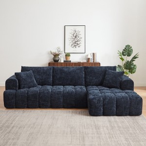 108.3" Chenille Tufted L-Shaped Modular Sectional Sofa with Right Arm Chaise Lounge, No Assembly Required - 1 of 4