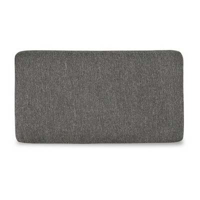 Gray Polyester Upholstered Ottoman with Faux Wood Feet